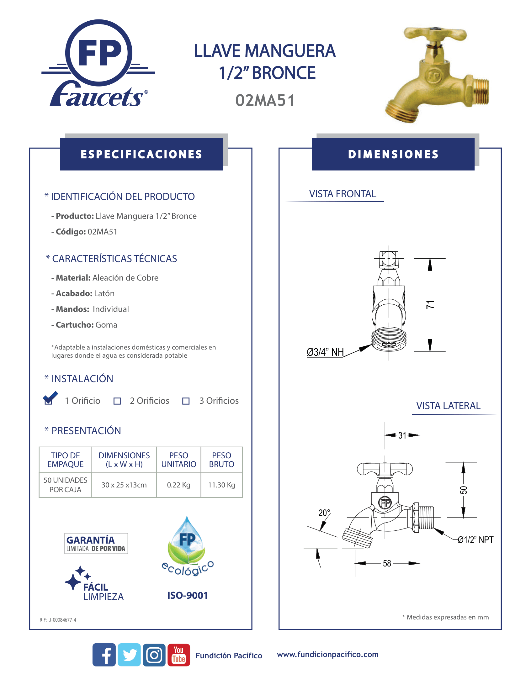 Llave de Manguera de 1/2